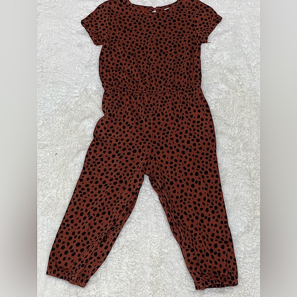 TODDLERS COCO BROWN CHEETAH PRINT ROMPER - Picture 2 of 4